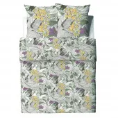 Housse de couette 100 % coton bio Zélia 240x220 fond blanc