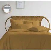 housse de couette percale 240x280 bronze posées sur lit
