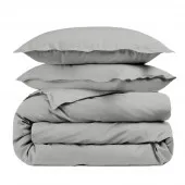 Housse de couette unie percale de coton 80 fils/cm² gris clair