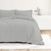 Visuel ambiance - housse de couette unie percale de coton 80 fils/cm² gris clair
