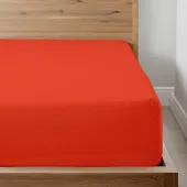 Drap housse Percale bonnet 30 cm tarracotta