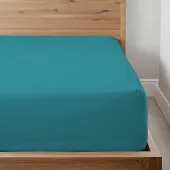 Drap housse Percale bonnet 30 cm bleu canard