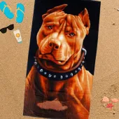 Serviette de plage microfibre pitbull 70x140 sable