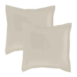 Lot de 2 taies d'oreillers Percale 65x65 naturel