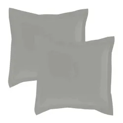 Lot de 2 taies d'oreillers Percale 65x65 gris clair