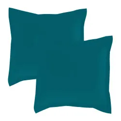 Lot de 2 taies d'oreillers Percale 65x65 bleu canard