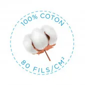 100% Percale de coton 80 fils/cm²