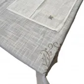 Nappe Brodée Monogramme Lin 160 x 250 cm motifs