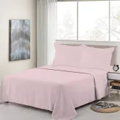 Parure de Draps 100% Percale de coton Rose poudré