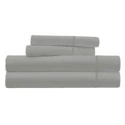 Parure de Draps percale de coton gris clair 4 pièces