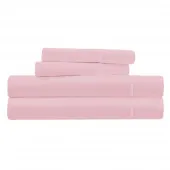 Parure de Draps percale de coton rose poudré 4 pièces