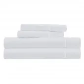 Parure de Draps percale de coton blanc 4 pièces