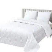 Couvre lit M23-6012 géométrique uni blanc fond blanc