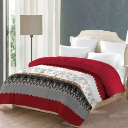 Couette microfibre 600g douceur rouge et blanche image d'ambiance