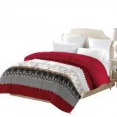 Couette microfibre 600g douceur rouge et blanche sur fond blanc