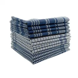 Lot de 12 mouchoirs à carreaux 3 dessins 40x40cm