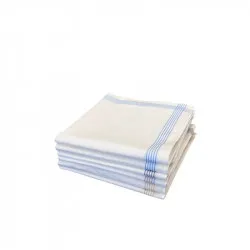 Lot de mouchoirs fond blanc ligne de couleur 40x40cm