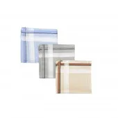 Pile carré lot de 12 Mouchoirs en tissu Beige, Gris et Bleu coton 40x40 cm