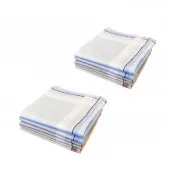 Pile Lot de 12 Mouchoirs en tissu Beige, Gris et Bleu coton 40x40 cm