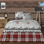 Parure de draps Chalet 3 à 4 pièces, esprit montagnes sur fond d'ambiance