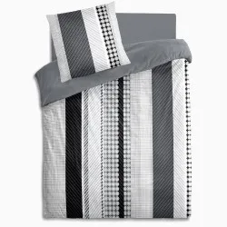 Visuel parure de drap 3 à 4 pièces géométriques gris une place, grise et blanche moderne