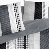 Visuel zoom taies d'oreillers parure de draps géométrique gris 3 à 4 pièces grise et blanche