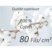 100% Percale de Coton Lavé - 80 fils/cm² - Blanc