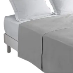 Drap plat 270x325 gris souris grandes dimensions fond blanc