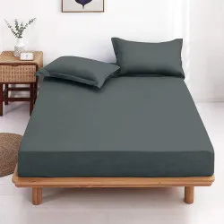 Drap housse light grey 100% coton 57 fils visuel d'ambiance