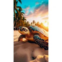 Serviette de plage Tortue plage sur Fond Blanc 100x180cm