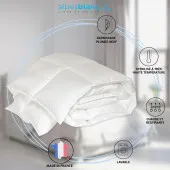 Infographie de la couette en plumes 360g 260x240 cm, made in France