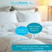 Couette hiver plumes et duvet made in France - piquage carreaux et grammage généreux