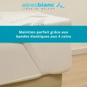 Fixation du surmatelas mémoire de forme en visco et fibre de bambou avec des élastiques aux quatres angles