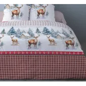 zoom détails sur les finitions et motifs de la housse de couette en flannelle 220x240cm