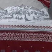 Zoom sur le dessin de la housse de couette Flanelle Navacerrada 140x200  cm, dessin chalet montagne