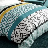 Motifs de la housse de couette Citedor 240x220 cm motifs géométriques turquoise, noir et or.