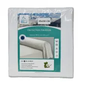Protège traversin 45x230 cm en coton molleton blanc 200g/m2.