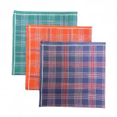 Lot de 6 mouchoirs tissu homme. Modèle Gauthier 100% coton jumel. Motif carreaux bleus, rouges, verts