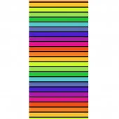 Serviette de plage au motif rayures multicolore, idéale pour les sorties plage cette été. 90x170cm, 100% coton