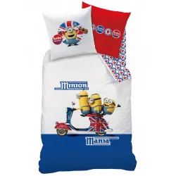 Housse de Couette Minions Scooter 140x200cm + une taie 63x63cm assortie