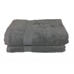 Lot de 2 Draps de Bain Eponge 600 g/m²  100 % coton - Anthracite