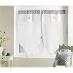 Voilage Brodé avec Initiales à Pois Gris - 60x120 cm