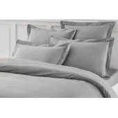 Housse de Couette 240x280 unie gris souris coton + 2 taies assorties