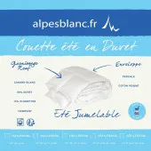 Couette Naturelle 4 saisons en duvet Jumelable - Alpes Blanc
